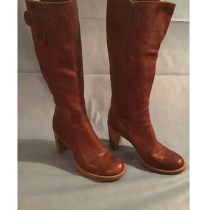 Tall Brown Leather High heel Fashion Boots